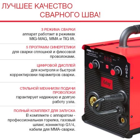 Полуавтомат сварочный FUBAG IRMIG 200 SYN с горелкой 250 А 3 м в комплекте в Саратове фото