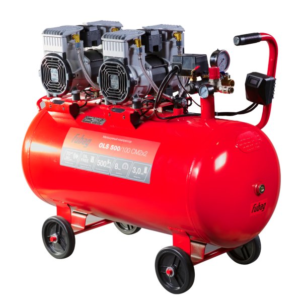 Компрессор воздушный безмасляный малошумный FUBAG OLS 500/100 CM2х2 + Набор пневмоинструмента (5 предметов) в ПОДАРОК в Саратове фото
