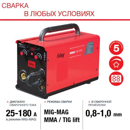Полуавтомат сварочный FUBAG IRMIG 180 SYN с горелкой 250 А 3 м в комплекте в Саратове фото