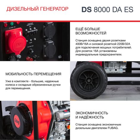 FUBAG Дизельный генератор (трехфазный) с электростартером и коннектором автоматики DS 8000 DA ES в Саратове фото