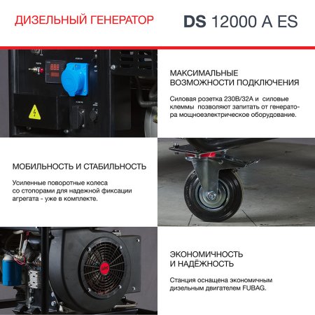 FUBAG Дизельный генератор с электростартером и коннектором автоматики DS 12000 A ES в Саратове фото