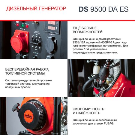 FUBAG Дизельный генератор (трехфазный) с электростартером и коннектором автоматики DS 9500 DA ES в Саратове фото